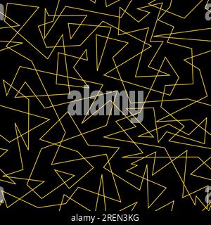 Stampa geometrica artistica. Design con motivi di moda. Linee geometriche moderne e caotiche texture vettoriale. Design alla moda nero e giallo. Illustrazione Vettoriale
