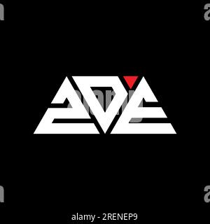 Logo a lettera triangolare ZDE con forma triangolare. Monogramma di design con logo triangolare ZDE. Modello di logo vettoriale triangolare ZDE di colore rosso. ZDE triangul Illustrazione Vettoriale