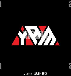 Logo YRM a lettera triangolare con forma triangolare. Monogramma di design con logo triangolare YRM. Modello di logo vettoriale a triangolo YRM di colore rosso. YRM triangul Illustrazione Vettoriale