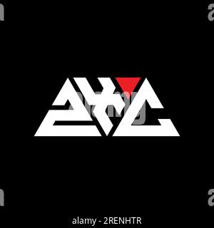 Logo ZXC a lettera triangolare con forma triangolare. Monogramma di design con logo triangolare ZXC. Modello di logo vettoriale a triangolo ZXC di colore rosso. ZXC triangul Illustrazione Vettoriale