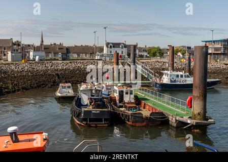 Invergordon, Scozia, Regno Unito. 3 giugno 2023. Imbarcazioni da lavoro generali ormeggiate in un piccolo porto presso il porto di Cromarty Firth, Scozia, Regno Unito. Foto Stock