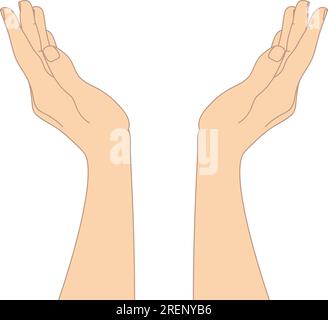 Mani imbottite disegnate a mano isolate su sfondo bianco. Mani alzate. Illustrazione vettoriale Illustrazione Vettoriale