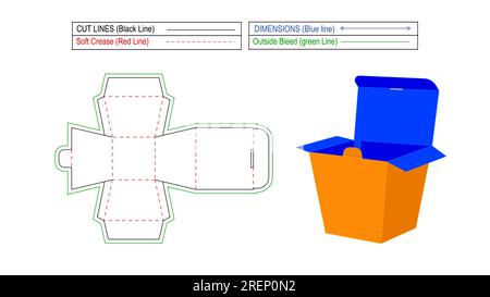 Scatola regalo in carta kraft, scatole regalo per feste nuziali e per bambini con scatole per cupcake, modello Die Line Illustrazione Vettoriale