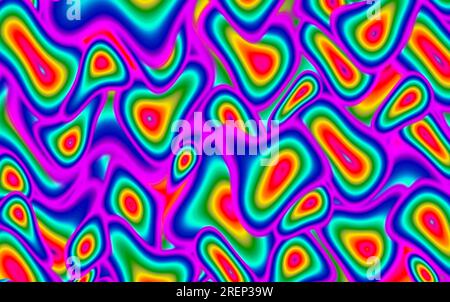 Illustrazione di un motivo torto colorato e caotico per lo sfondo astratto Foto Stock