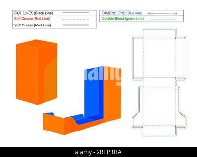 Scatola personalizzata modello Perfect die line e vettore 3D. Illustrazione Vettoriale