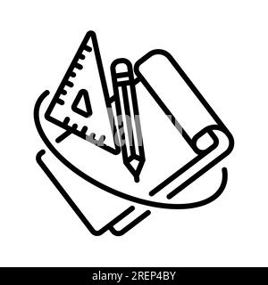 Icona dello strumento disegno artistico progettazione vettoriale in stile linea Illustrazione Vettoriale