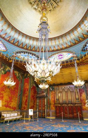 Interno della sala musica del Royal Pavilion (Brighton Pavilion), Brighton, Inghilterra Foto Stock