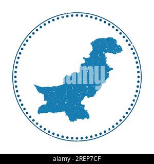 Adesivo Pakistan. Timbro da viaggio con mappa del paese, illustrazione vettoriale. Illustrazione Vettoriale