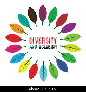 Progettazione grafica di diversità e inclusione. Illustrazione vettoriale adatta per logo, sito Web, biglietti di auguri, poster e banner Illustrazione Vettoriale