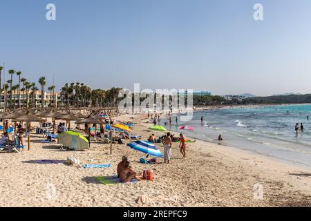Sa coma Beach, sa coma, Maiorca (Maiorca), Isole Baleari, Spagna. Europa Foto Stock