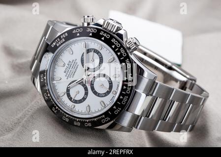 Rolex Daytona 116500LN in bianco e nero come si vede durante la presentazione a Baselworld Foto Stock