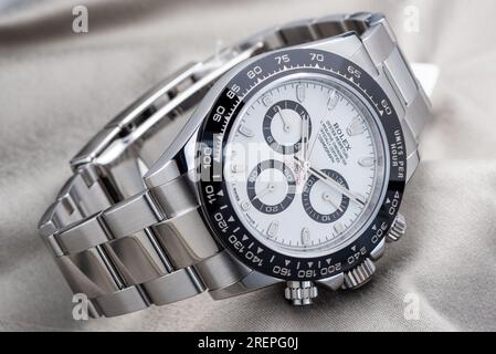 Rolex Daytona 116500LN in bianco e nero come si vede durante la presentazione a Baselworld Foto Stock