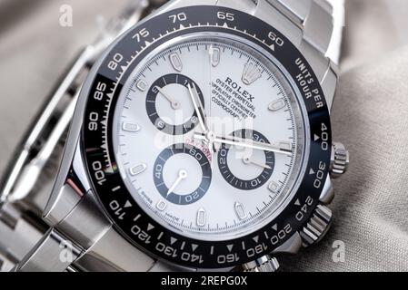 Rolex Daytona 116500LN in bianco e nero come si vede durante la presentazione a Baselworld Foto Stock