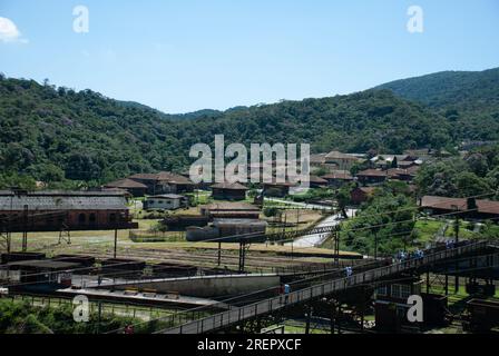 Vista del villaggio di Paranapiacaba, distretto del comune di Santo André, Brasile Foto Stock