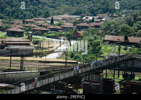 Vista del villaggio di Paranapiacaba, distretto del comune di Santo André, Brasile Foto Stock