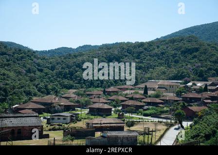 Vista del villaggio di Paranapiacaba, distretto del comune di Santo André, Brasile Foto Stock