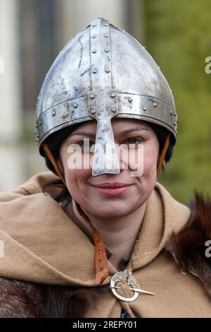 Reenactor al festival York Viking nel 2015 Foto Stock