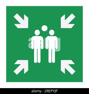 Simbolo del punto di assemblaggio di evacuazione. Illustrazione vettoriale. Illustrazione Vettoriale