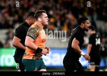 Melbourne, Australia, 29 luglio 2023. Angus Bell dei Wallabies durante il Bledisloe Cup match tra Australia Wallabies e New Zealand All Blacks al Melbourne Cricket Ground il 29 luglio 2023 a Melbourne, Australia. Crediti: Dave Hewison/Speed Media/Alamy Live News Foto Stock