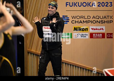 Fukuoka, Giappone. 29 luglio 2023. FUKUOKA, GIAPPONE - LUGLIO 29: Marrit Steenbergen dei Paesi Bassi prima di gareggiare nel 50m Freestyle femminile il giorno 16 dei Campionati mondiali di acquari di Fukuoka 2023 alla Marine Messe Fukuoka Hall A il 29 luglio 2023 a Fukuoka, Giappone. (Foto di Nikola Krstic/BSR Agency) credito: BSR Agency/Alamy Live News Foto Stock