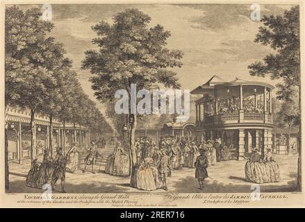 "Johann Sebastian Müller dopo Samuel Wale, Vauxhall Gardens che getta la grande passeggiata all'ingresso del giardino e dell'orchestra con musick che suona, 1751, incisione e incisione su carta deposta, piatto: 28,2 x 41,5 cm (11 1/8 x 16 5/16 pollici) Foglio: 32,6 x 45,3 cm (12 13/16 x 17 13/16 pollici), Ailsa Mellon Bruce Fund, 1996,69,4' Foto Stock