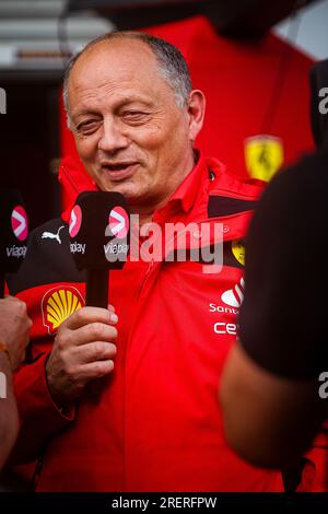 Frederic Vasseur Team Principal della Scuderia Ferrari durante il GP di Belgio, Spa-Francorchamps 27-30 luglio 2023 Campionato del mondo di Formula 1 2023. Foto Stock