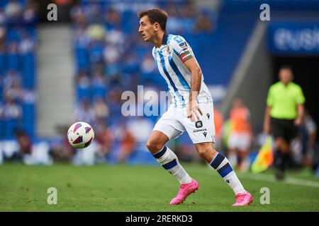 San Sebastian, Spagna. 29 luglio 2023. Mikel Oyarzabal della Real Sociedad durante la partita amichevole pre-stagionale tra Real Sociedad e Bayer Leverkusen ha giocato al reale Arena Stadium il 29 luglio 2023 a San Sebastian, in Spagna. (Foto di Cesar Ortiz/PRESSINPHOTO) crediti: PRESSINPHOTO SPORTS AGENCY/Alamy Live News Foto Stock