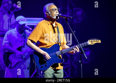 Teatro reale, Madrid, Spagna. 29 luglio 2023. Concerto dal vivo del cantautore Gilberto Gil e della famiglia. Gilberto Gil. Credito: EnriquePSans / Alamy Live News Foto Stock