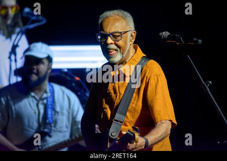 Teatro reale, Madrid, Spagna. 29 luglio 2023. Concerto dal vivo del cantautore Gilberto Gil e della famiglia. Gilberto Gil. Credito: EnriquePSans / Alamy Live News Foto Stock