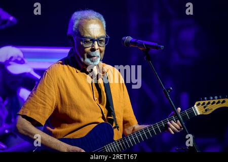 Teatro reale, Madrid, Spagna. 29 luglio 2023. Concerto dal vivo del cantautore Gilberto Gil e della famiglia. Gilberto Gil. Credito: EnriquePSans / Alamy Live News Foto Stock