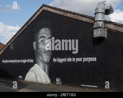 Murale di Marcus Rashford dell'artista Aske P19, Withington, Manchester, Regno Unito Foto Stock