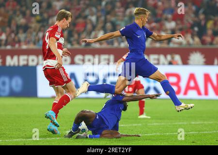 Düsseldorf, Germania, 29.07.2023. Fortuna Duesseldorf vs. Hertha BSC, calcio, 2. Bundesliga, 1. Matchday, stagione 2023/2024. LE NORMATIVE DFL VIETANO L'USO DI FOTOGRAFIE COME SEQUENZE DI IMMAGINI E/O QUASI-VIDEO. Credito: NewsNRW / Alamy Live News Foto Stock