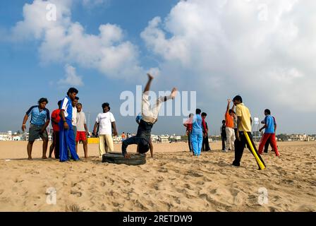 La spiaggia di Elliot a Chennai, Tamil Nadu, India, Asia Foto Stock