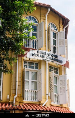 Dettaglio della camera di commercio e industria indiana di Singapore, edificio SICCI, Stanley St, Singapore Foto Stock