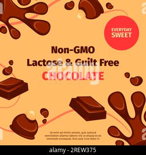 Vettore lattosio non ogm e cioccolato senza colpa Illustrazione Vettoriale