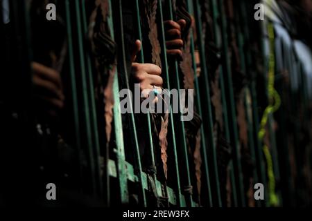 30 luglio 2023, Srinagar, Jammu e Kashmir, India: Una donna sciita partecipa a una processione Ashura il 10 di Muharram, il primo mese del calendario islamico, a Srinagar, Kashmir, il 29 luglio 2023. Il lutto di Muharram è un insieme di rituali in ricordo del martirio del settimo secolo del nipote del profeta Mohammad, Imam Hussain, Che fu ucciso nella battaglia di Karbala nell'attuale Iraq, nel 680 d.C. (Immagine di credito: © Mubashir Hassan/Pacific Press via ZUMA Press Wire) SOLO USO EDITORIALE! Non per USO commerciale! Foto Stock