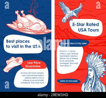 Rated usa tours, migliori posti da visitare in america Illustrazione Vettoriale