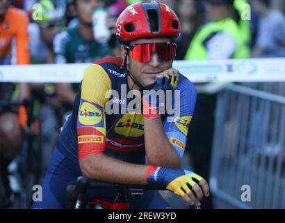 Donostia, Spagna. 29 luglio 2023. Toni Gallopin di Lidl - Trek durante la Clasica San Sebastian 2023, gara ciclistica UCI World Tour, Donostia - Donostia (230, 3 km) il 29 luglio 2023 in Spagna. Foto di Laurent Lairys/ABACAPRESS.COM Credit: Abaca Press/Alamy Live News Foto Stock