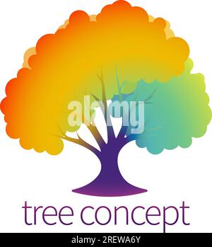 Arcobaleno albero astratto concetto stilizzato Design icona Illustrazione Vettoriale