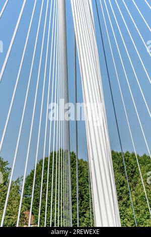 La passerella pedonale Deux-Rives tra Germania e Francia a Kehl e Strasburgo, simbolo della cooperazione transfrontaliera. BAS-Rhin, Collectivite europeenne d Foto Stock