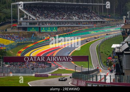 Stavelot, Belgique. 30 luglio 2023. Illustrazione, tribune, gradini, azione durante la decima prova del Campionato FIA di Formula 2 2023 dal 28 al 30 luglio 2023 sul circuito di Spa-Francorchamps, a Stavelot, Belgio - foto Paul Vaicle/DPPI Credit: DPPI Media/Alamy Live News Foto Stock