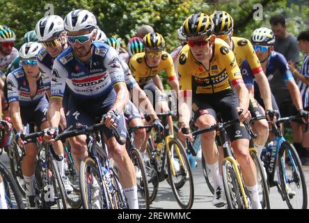 Donostia, Espagne. 29 luglio 2023. Julian Alaphilippe di Soudal - Quick Step durante la Clasica San Sebastian 2023, gara ciclistica UCI World Tour, Donostia - Donostia (230, 3 km) il 29 luglio 2023 in Spagna - foto Laurent Lairys/DPPI Credit: DPPI Media/Alamy Live News Foto Stock