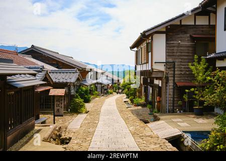 Luglio 2023, Magome juku. Magome juku era la 43a delle 69 stazioni della Nakasendo che collegava Edo con Kyoto durante il periodo Edo Foto Stock