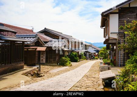 Luglio 2023, Magome juku. Magome juku era la 43a delle 69 stazioni della Nakasendo che collegava Edo con Kyoto durante il periodo Edo Foto Stock