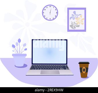 Il concetto di videoconferenza, formazione, videocomunicazione online con colleghi, amici, studenti a casa o in ufficio. Lavoro a distanza. Illustrazione Vettoriale