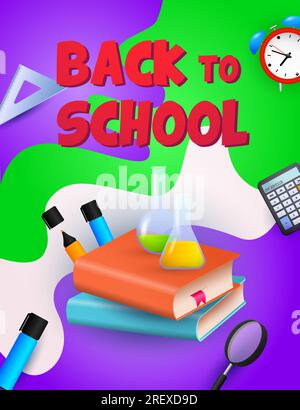 Poster di ritorno a scuola. Pila di libri Illustrazione Vettoriale