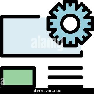Vettore di contorno dell'icona cms Web. Sviluppo della progettazione. Colore codice grafico piatto Illustrazione Vettoriale