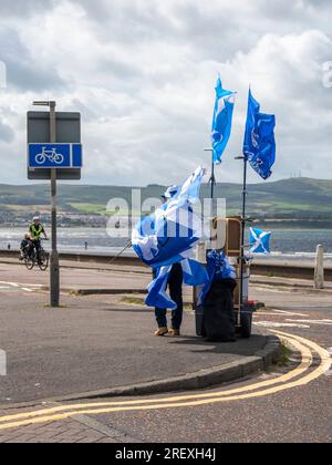 Ayr, Scozia, Regno Unito. 29 luglio 2023: Una marcia d'indipendenza ad Ayr, Scozia. Foto Stock