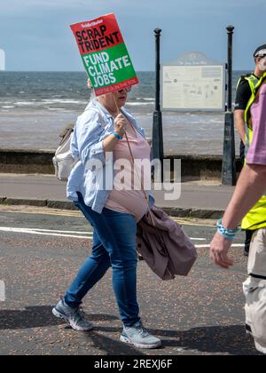 Ayr, Scozia, Regno Unito. 29 luglio 2023: Una marcia d'indipendenza ad Ayr, Scozia. Foto Stock