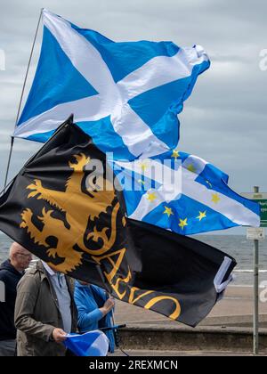 Ayr, Scozia, Regno Unito. 29 luglio 2023: Una marcia d'indipendenza ad Ayr, Scozia. Foto Stock